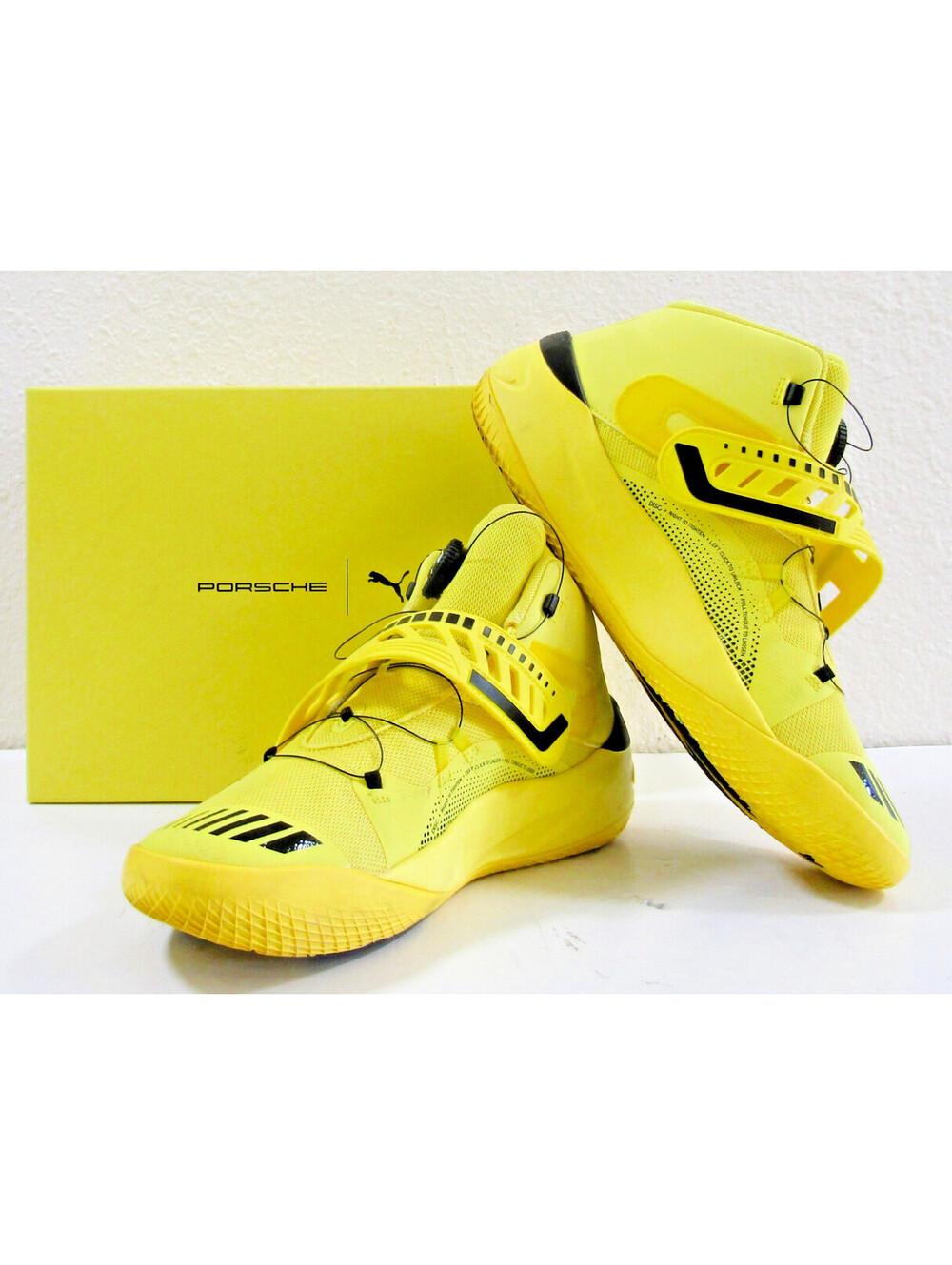 Puma Mens Disc Rebirth Porsche Shoes Style 195370-01 in Celandine/Black and Box